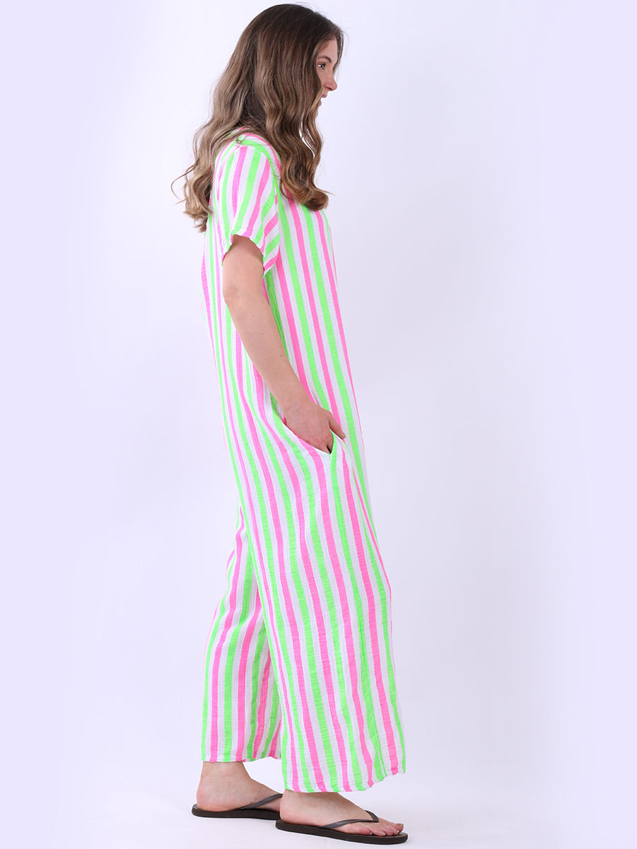 Multi Stripes Cotton Jumpsuit