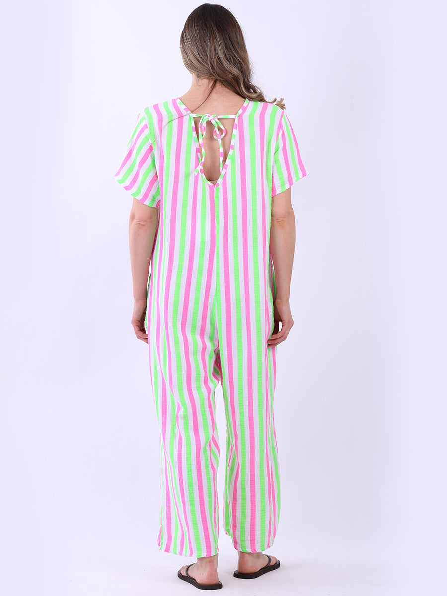 Multi Stripes Cotton Jumpsuit