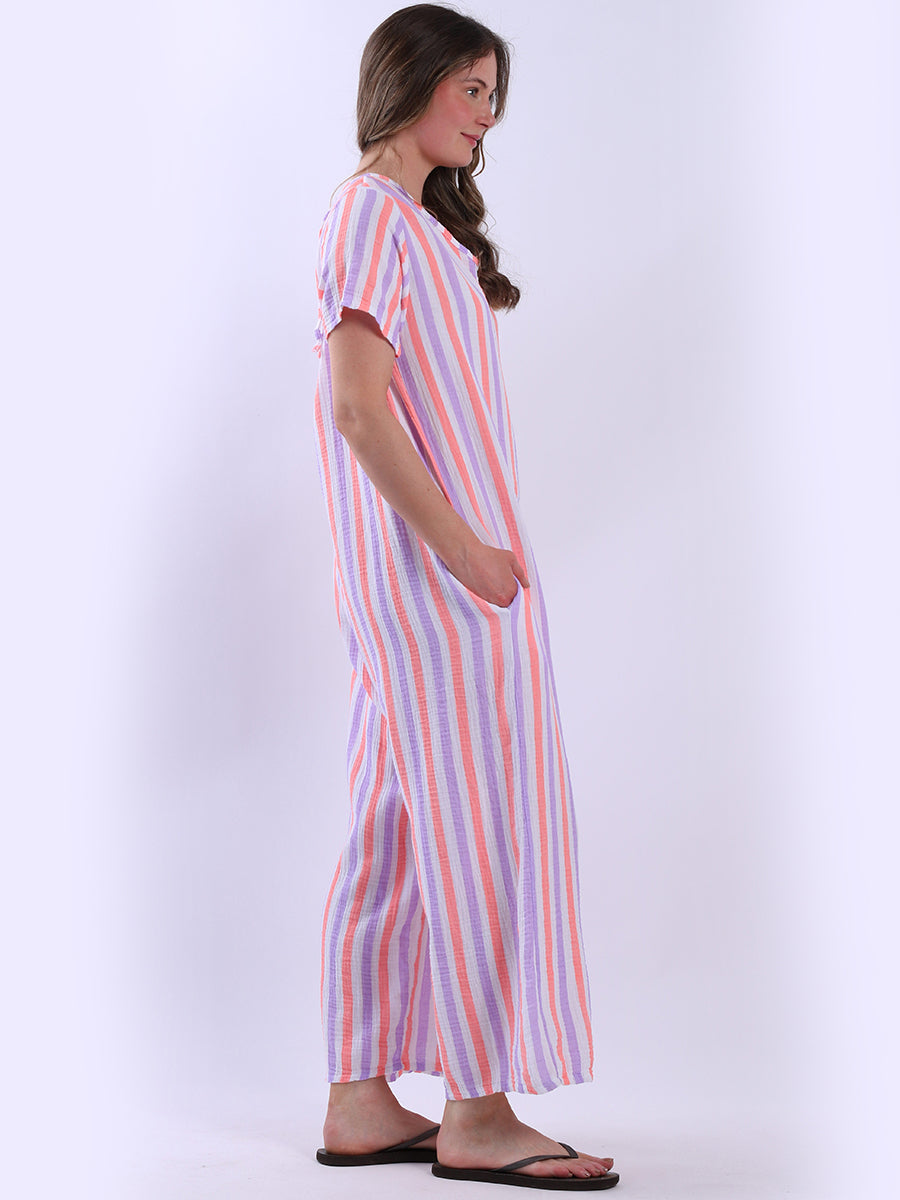 Multi Stripes Cotton Jumpsuit