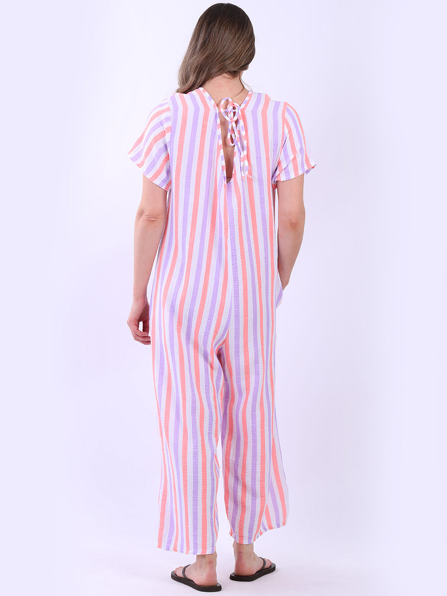 Multi Stripes Cotton Jumpsuit