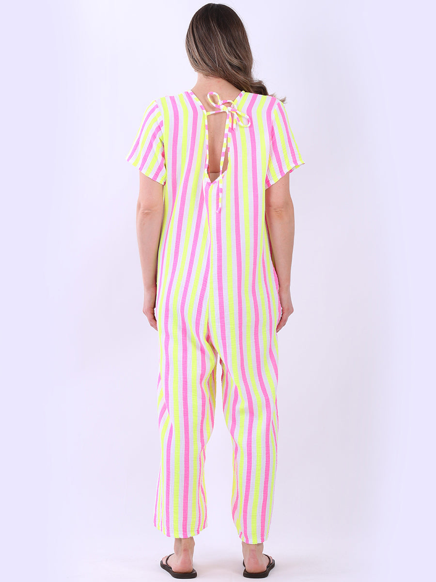 Multi Stripes Cotton Jumpsuit