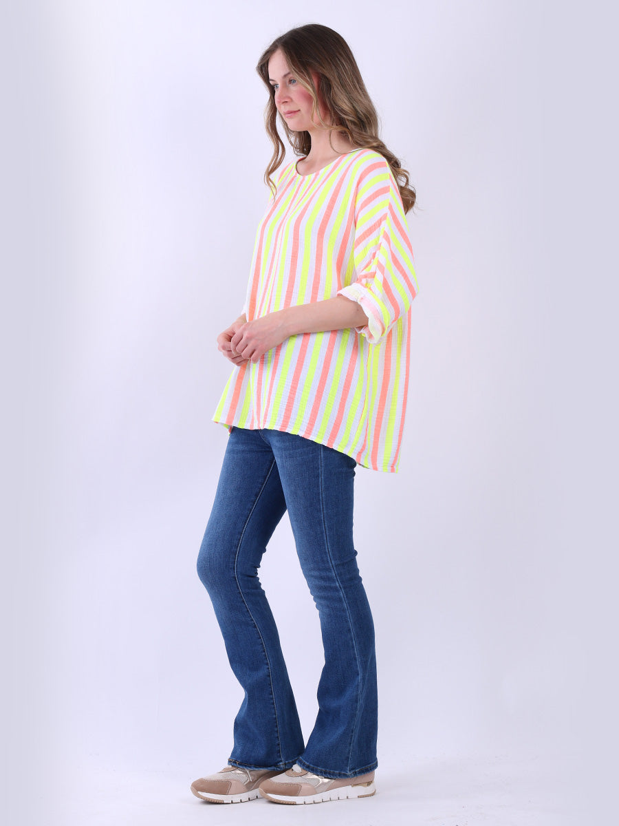 Stripy Print Ladies Cotton T-Shirt