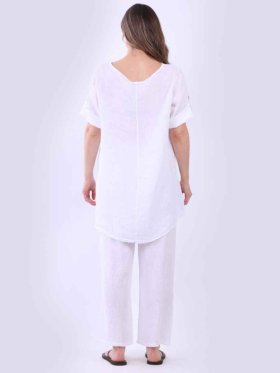 Hi-Lo Plain Linen Women Top