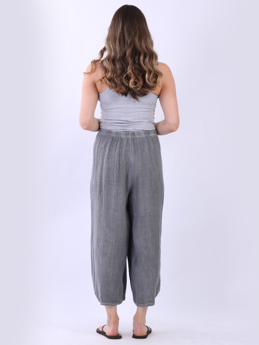 Wide Leg Vintage Washed Linen Culottes