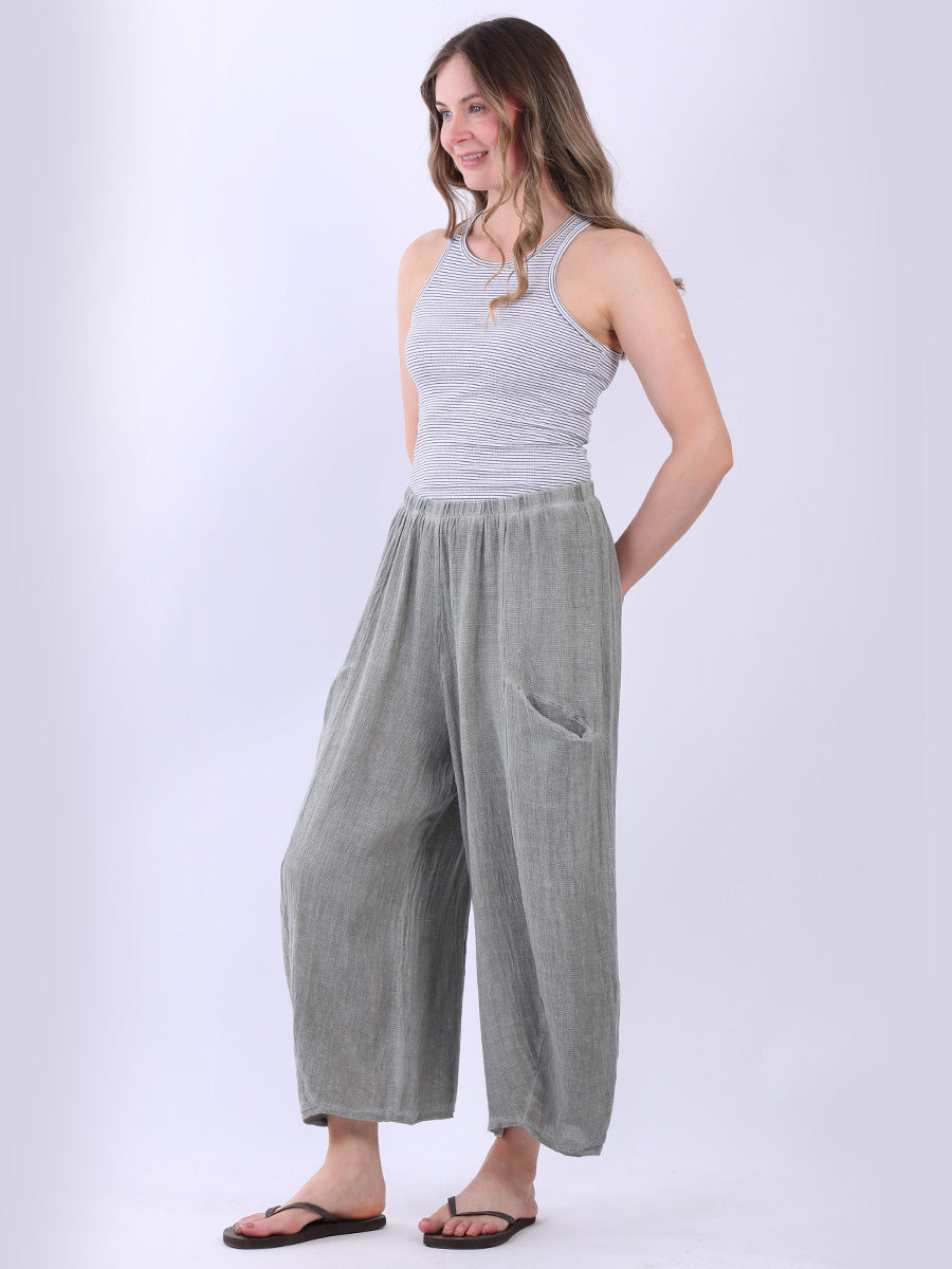 Wide Leg Vintage Washed Linen Culottes