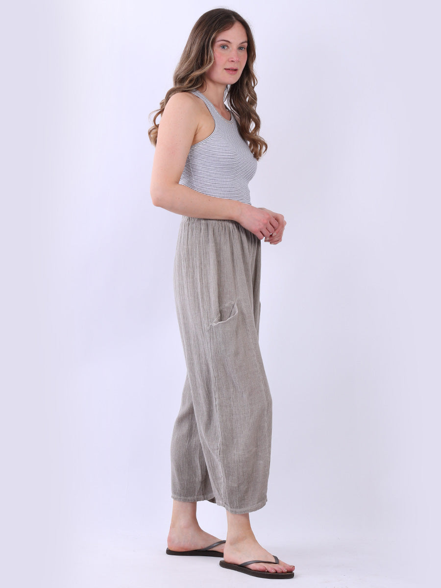 Wide Leg Vintage Washed Linen Culottes