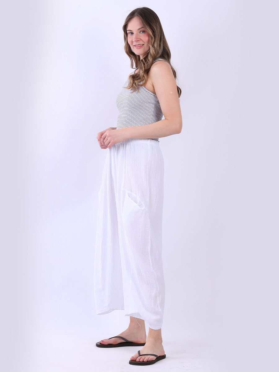Wide Leg Vintage Washed Linen Culottes