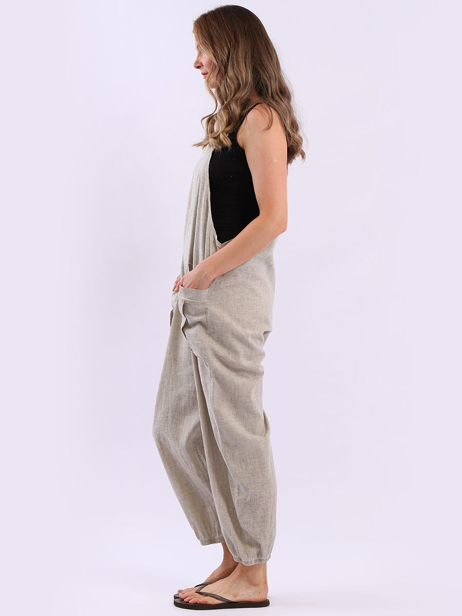 Linen Vintage Washed Strappy Jumpsuit