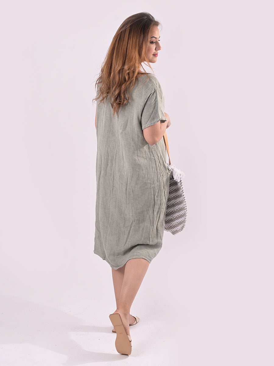 Solid Linen Vintage Wash Midi Dress
