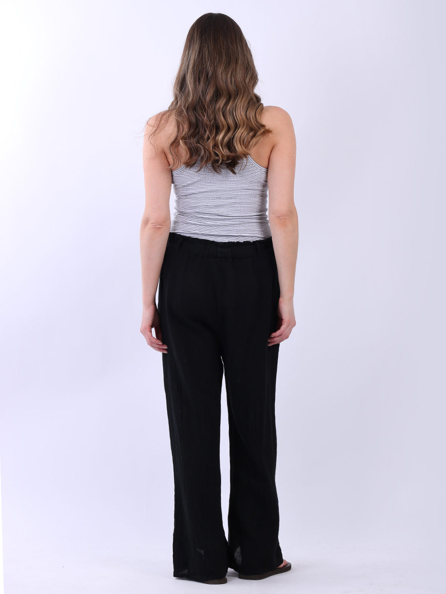 Wide Leg Vintage Wash Linen Trouser