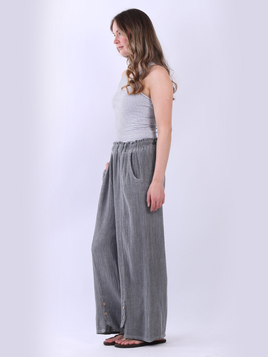 Wide Leg Vintage Wash Linen Trouser