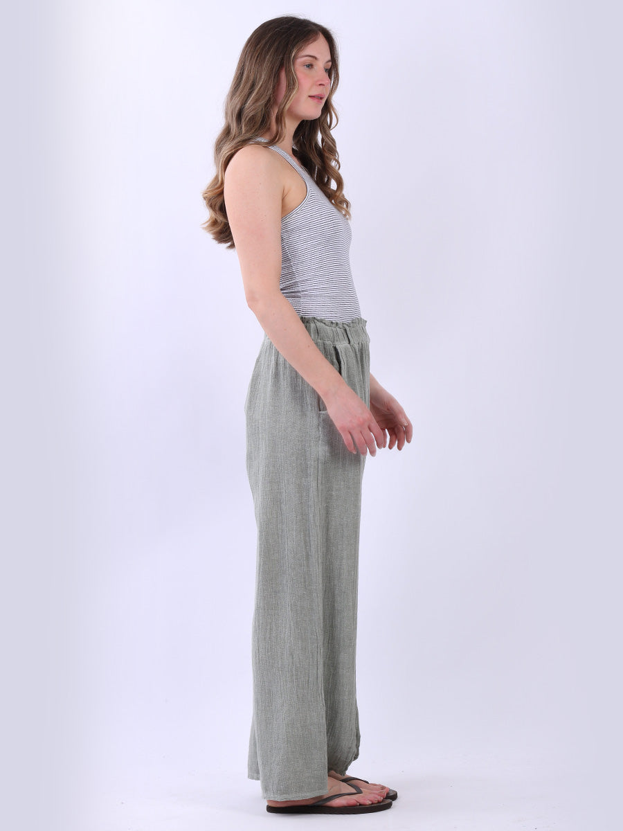 Wide Leg Vintage Wash Linen Trouser