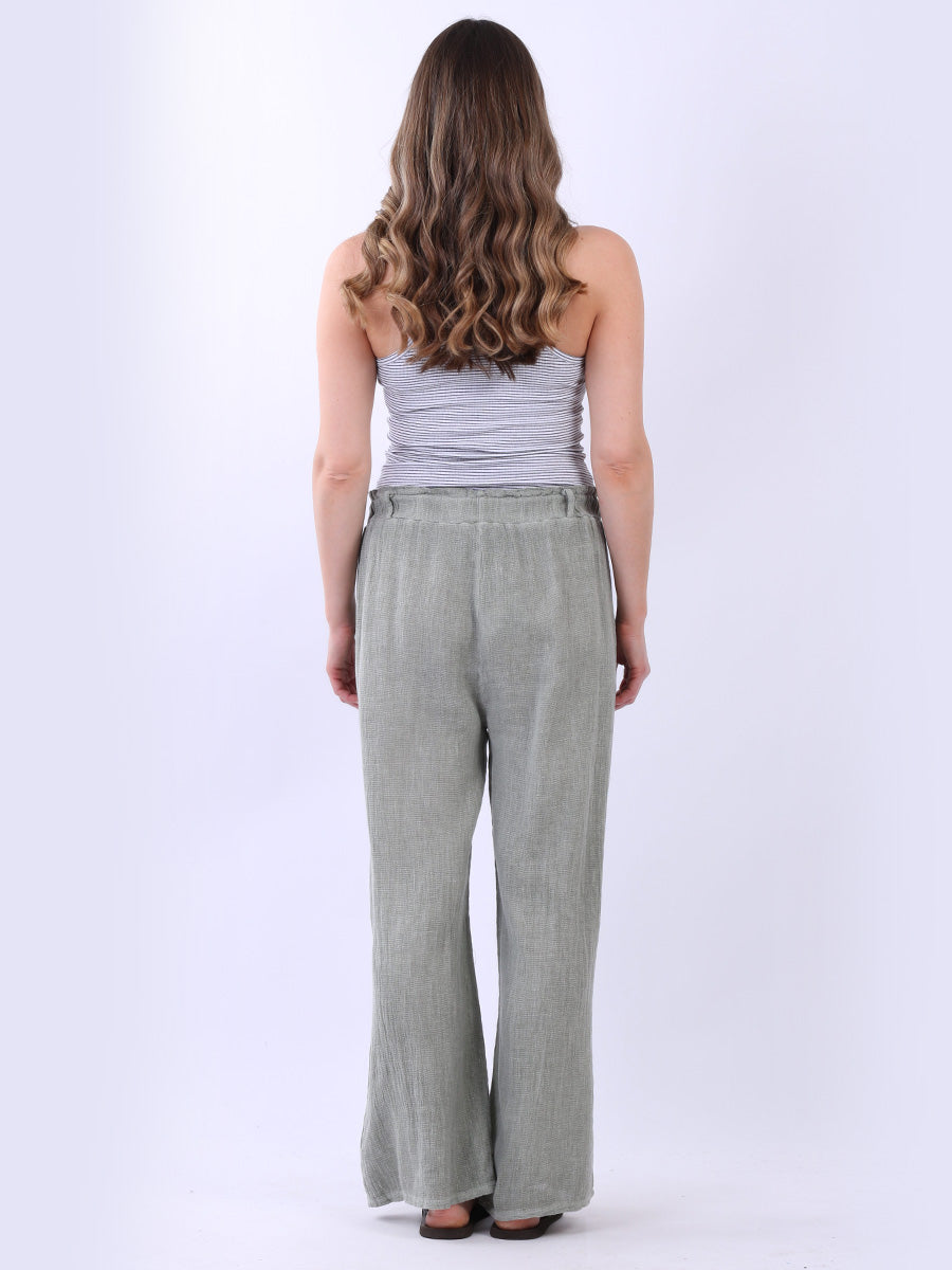 Wide Leg Vintage Wash Linen Trouser
