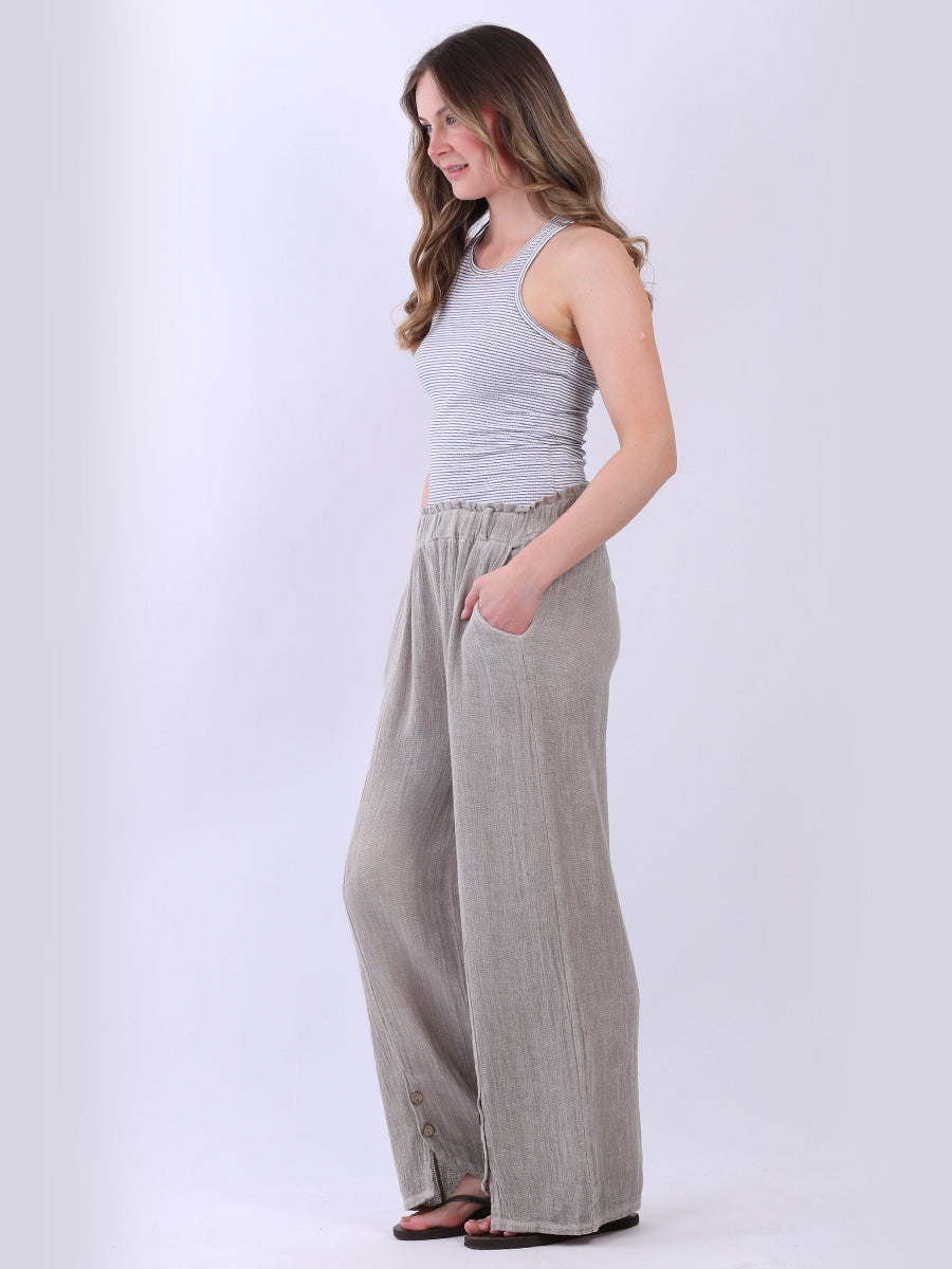 Wide Leg Vintage Wash Linen Trouser
