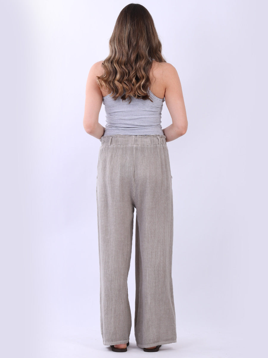 Wide Leg Vintage Wash Linen Trouser