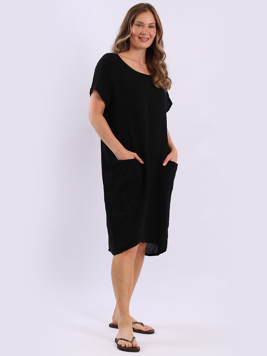 Solid Linen Vintage Wash Midi Dress