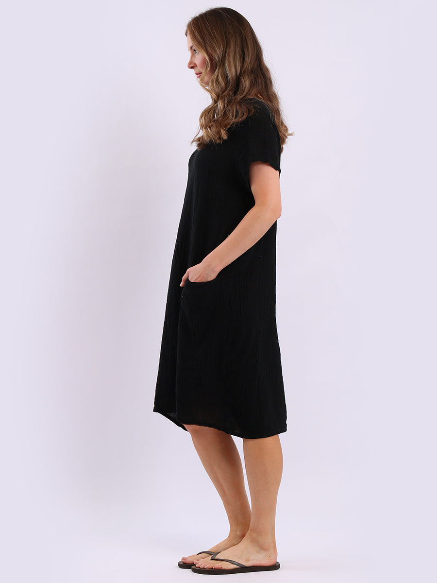Solid Linen Vintage Wash Midi Dress