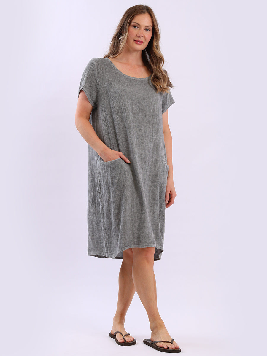 Solid Linen Vintage Wash Midi Dress