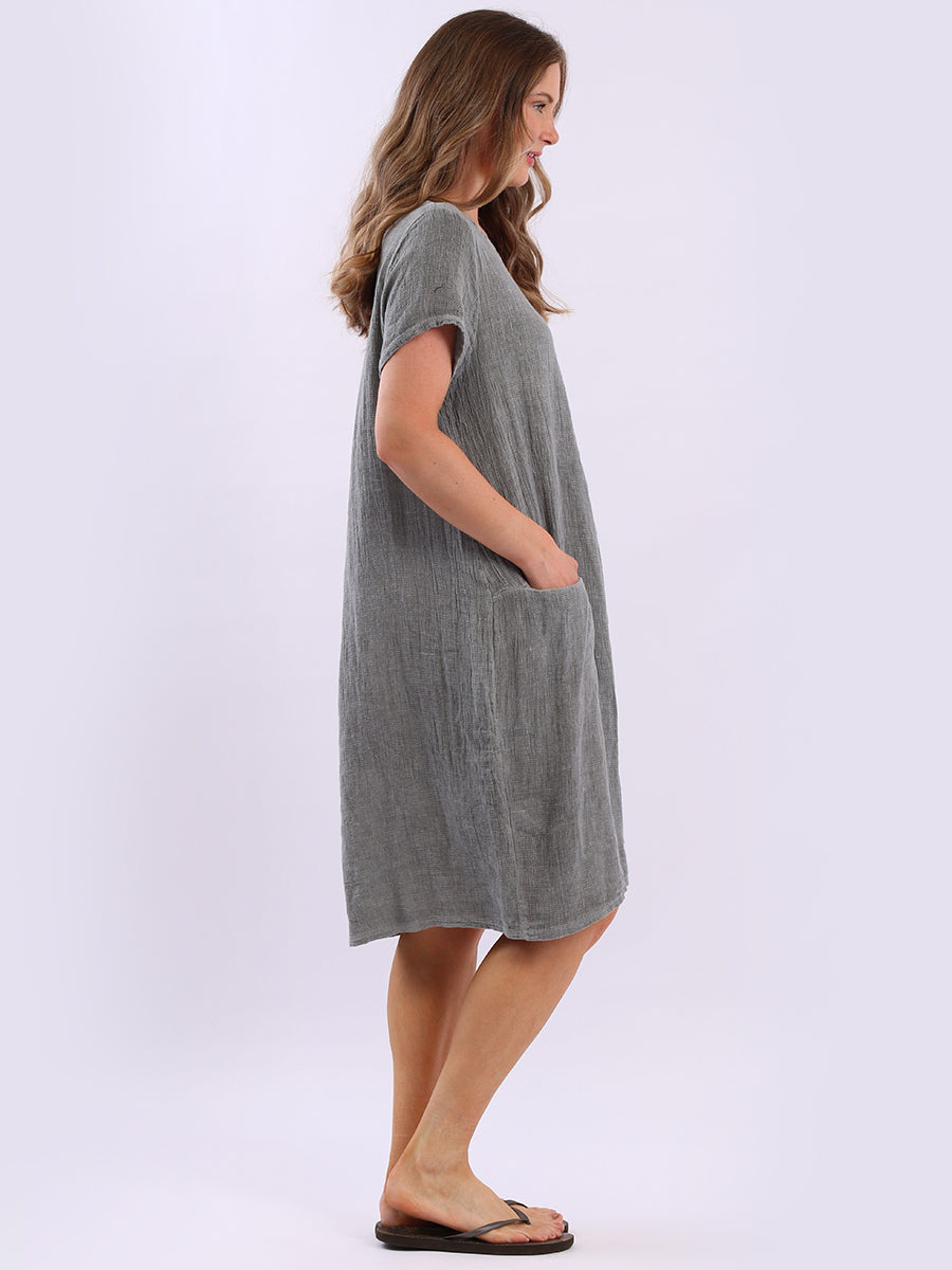 Solid Linen Vintage Wash Midi Dress