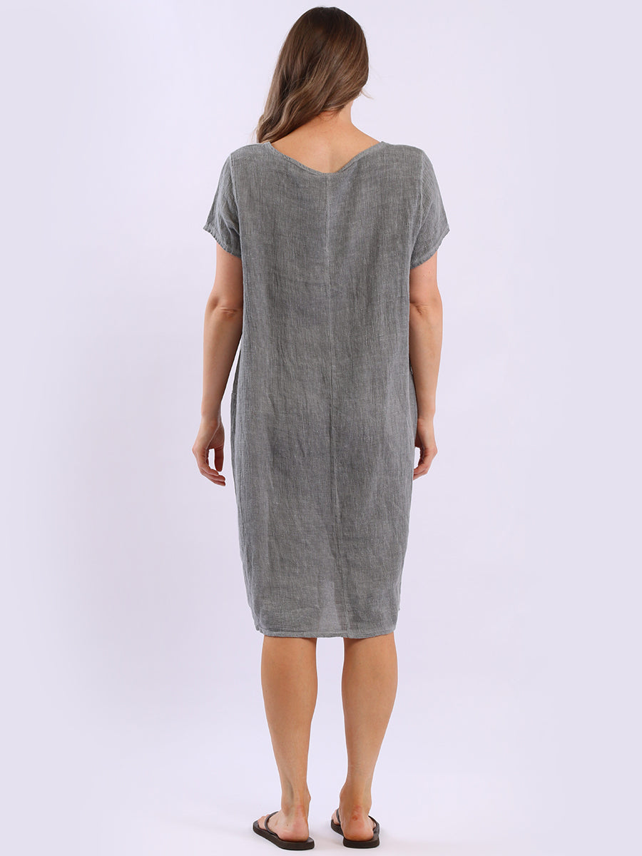 Solid Linen Vintage Wash Midi Dress