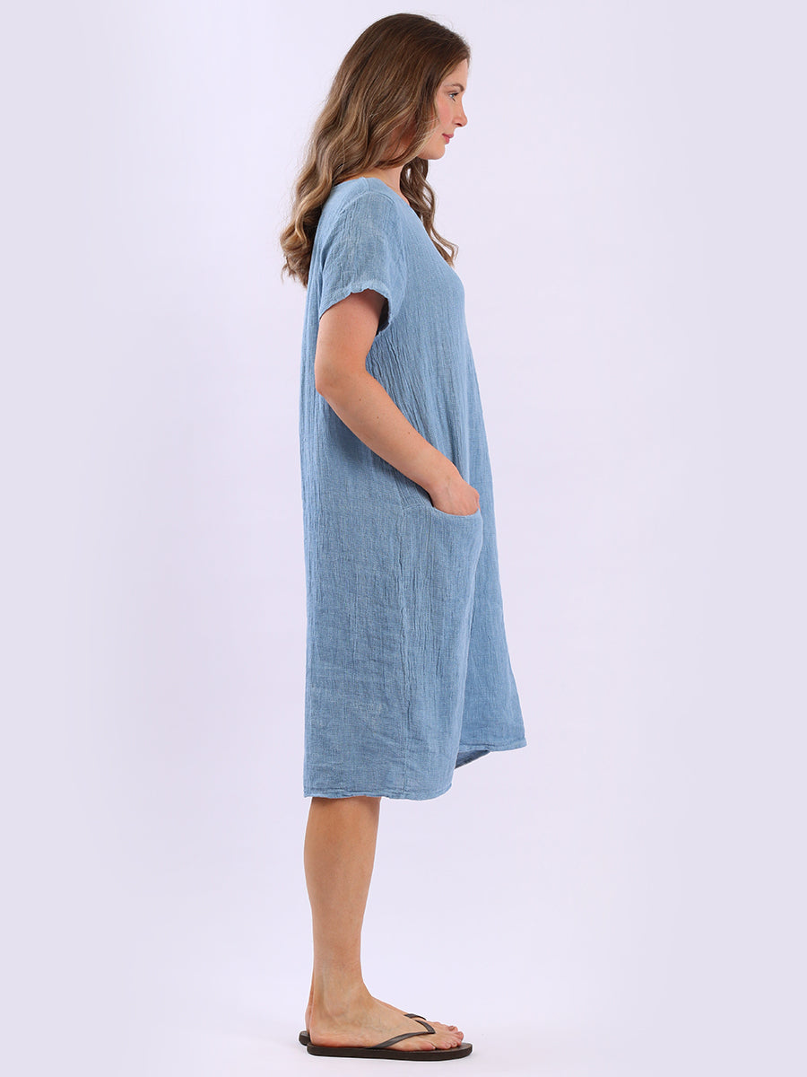 Solid Linen Vintage Wash Midi Dress