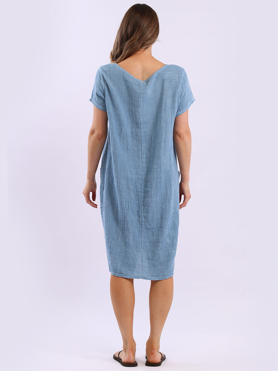 Solid Linen Vintage Wash Midi Dress