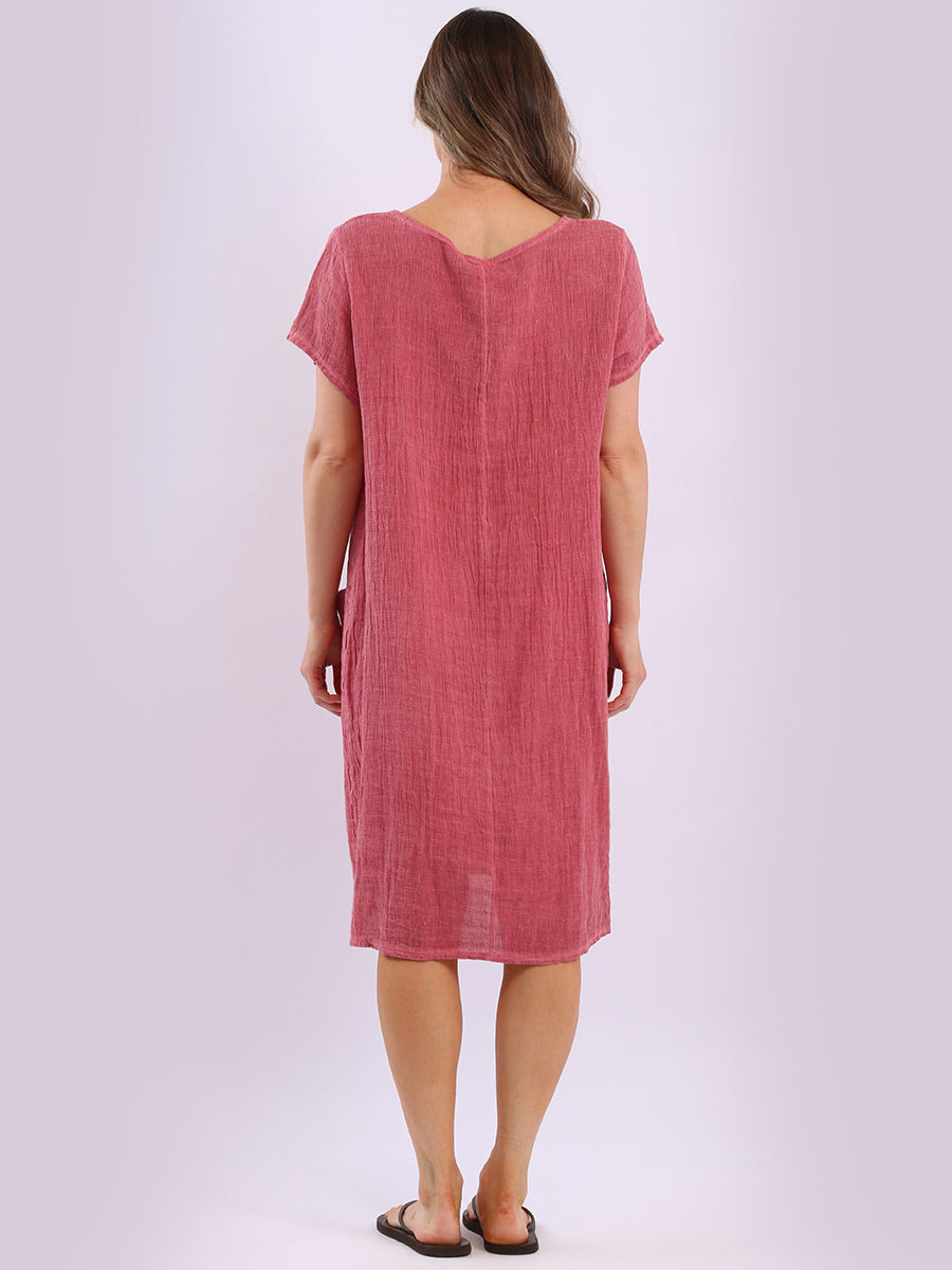 Solid Linen Vintage Wash Midi Dress