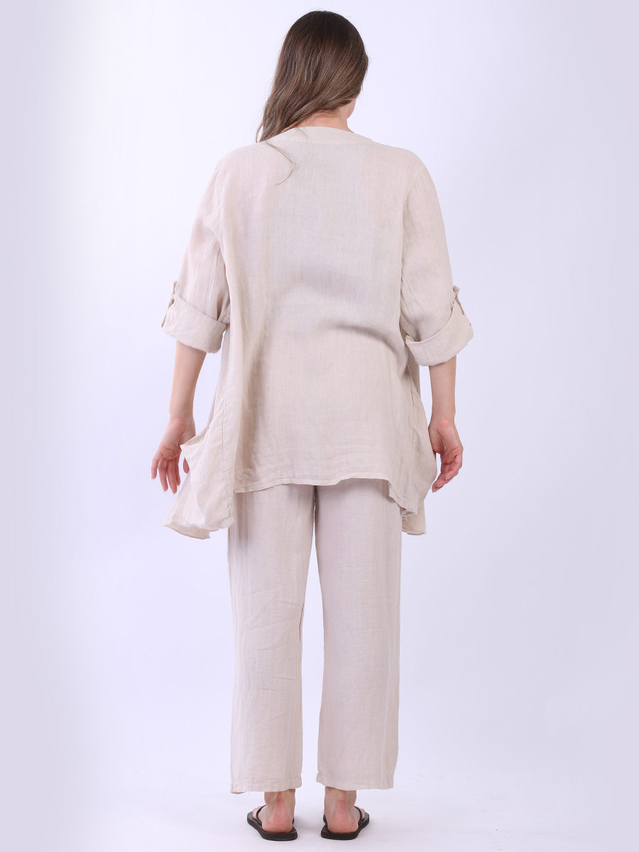 Plain Linen Waterfall Cardigan