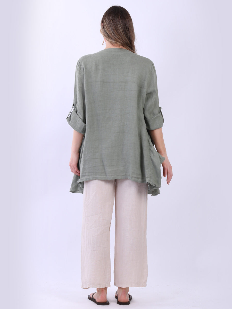 Plain Linen Waterfall Cardigan