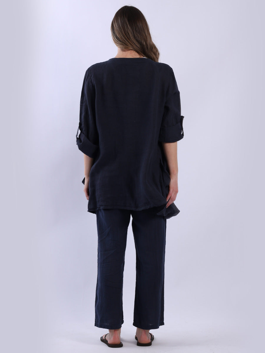 Plain Linen Waterfall Cardigan