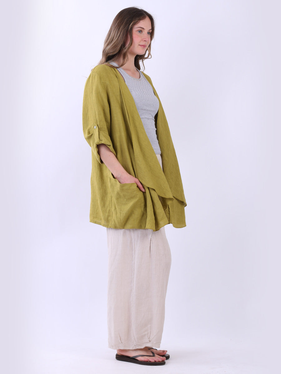 Plain Linen Waterfall Cardigan