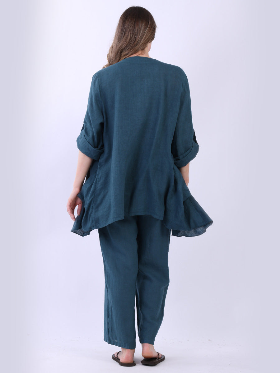 Plain Linen Waterfall Cardigan