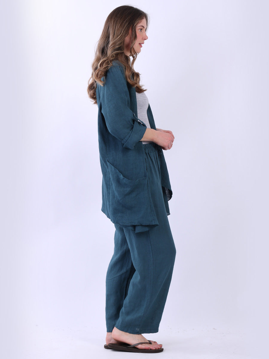 Plain Linen Waterfall Cardigan