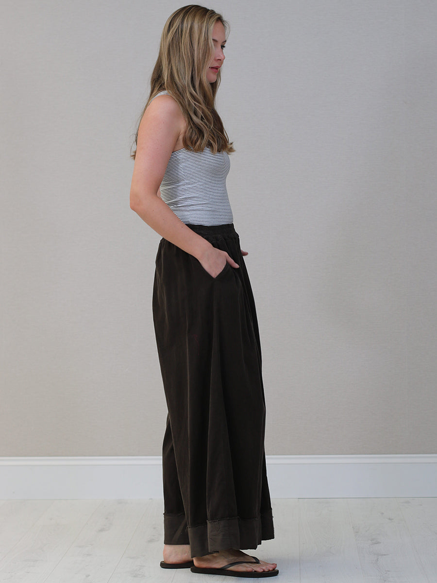 Solid Corduroy Wide Leg Palazzo