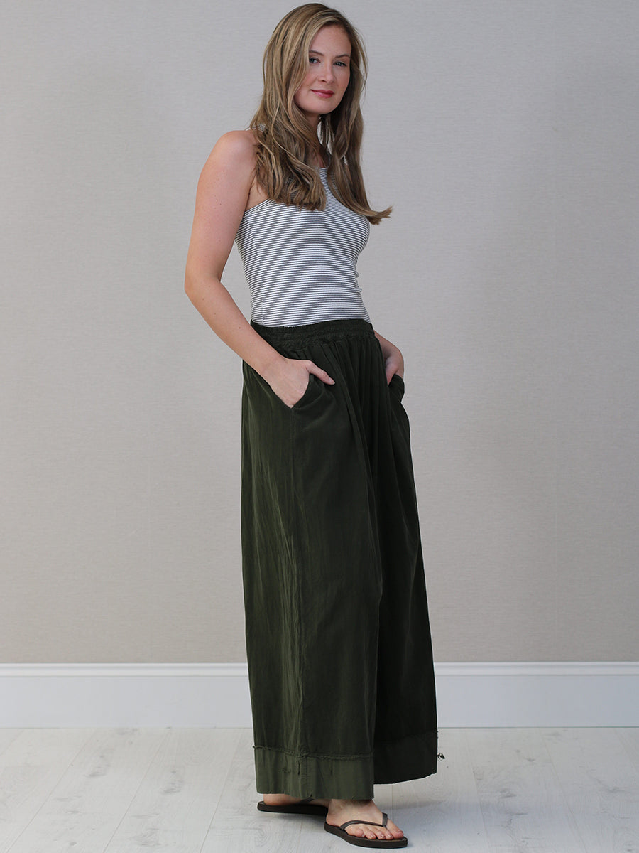 Solid Corduroy Wide Leg Palazzo