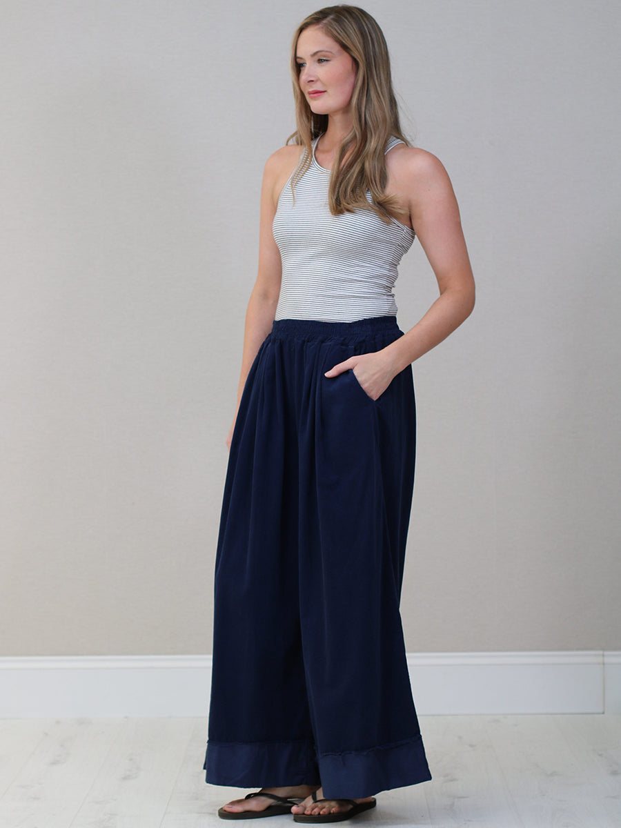 Solid Corduroy Wide Leg Palazzo