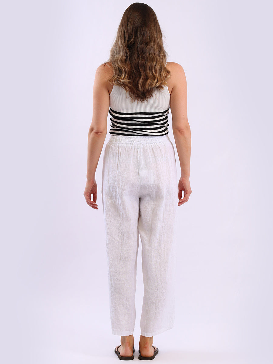 Wide Leg Linen Buckle Hem Pant