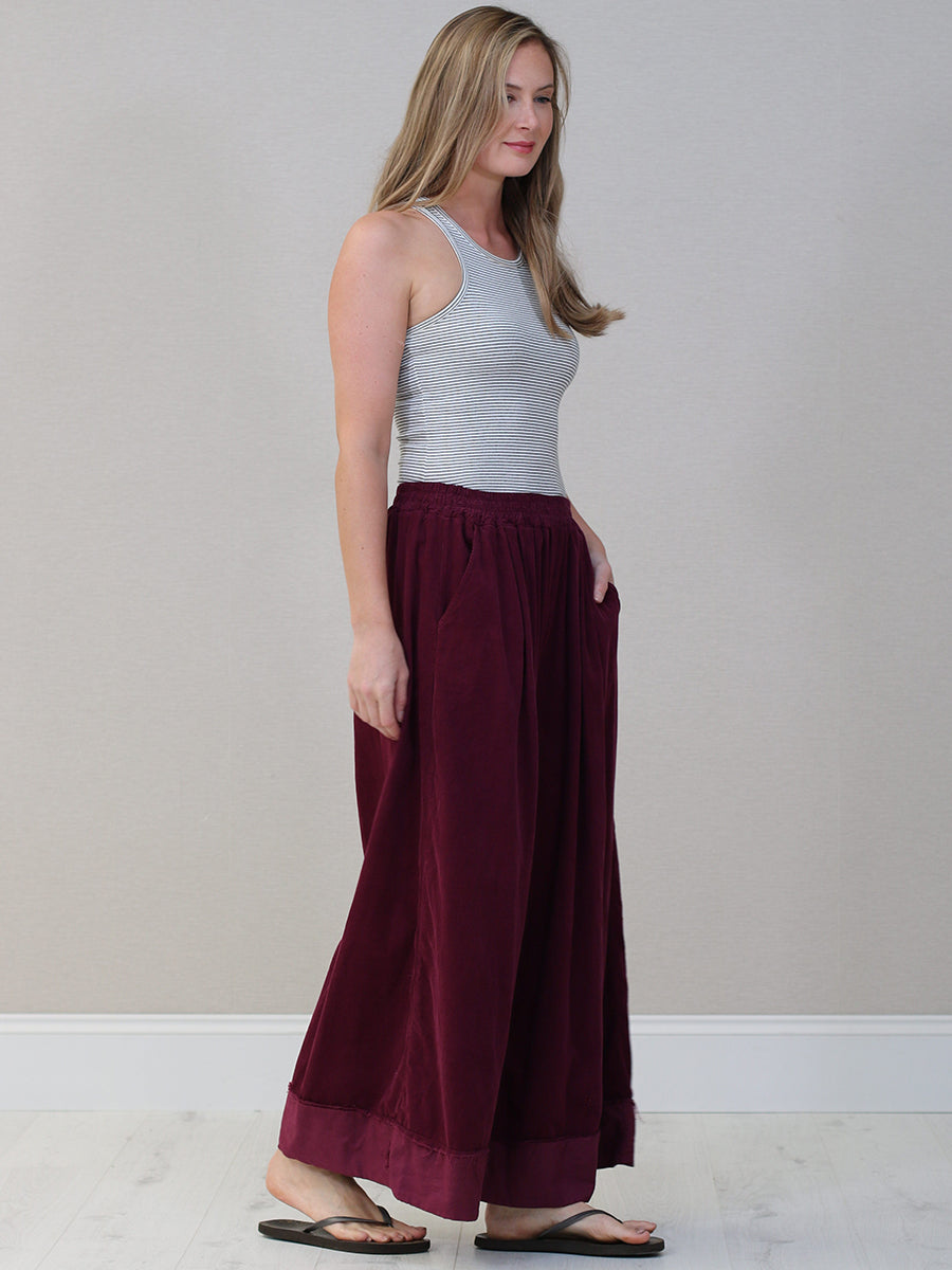 Solid Corduroy Wide Leg Palazzo
