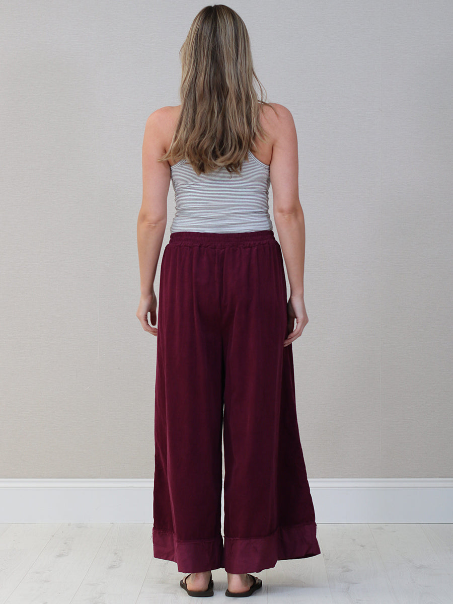 Solid Corduroy Wide Leg Palazzo