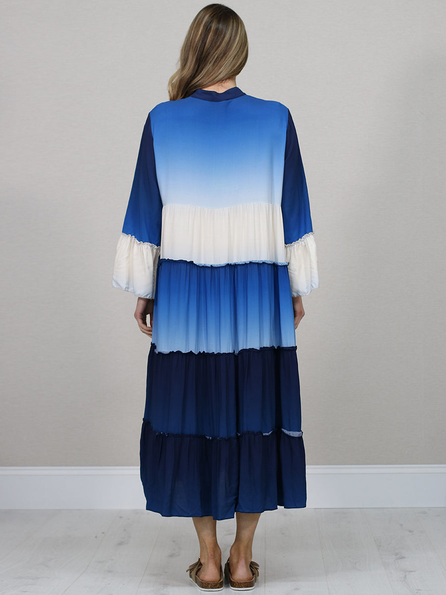 Italian Color Block Tired Maxi Dress