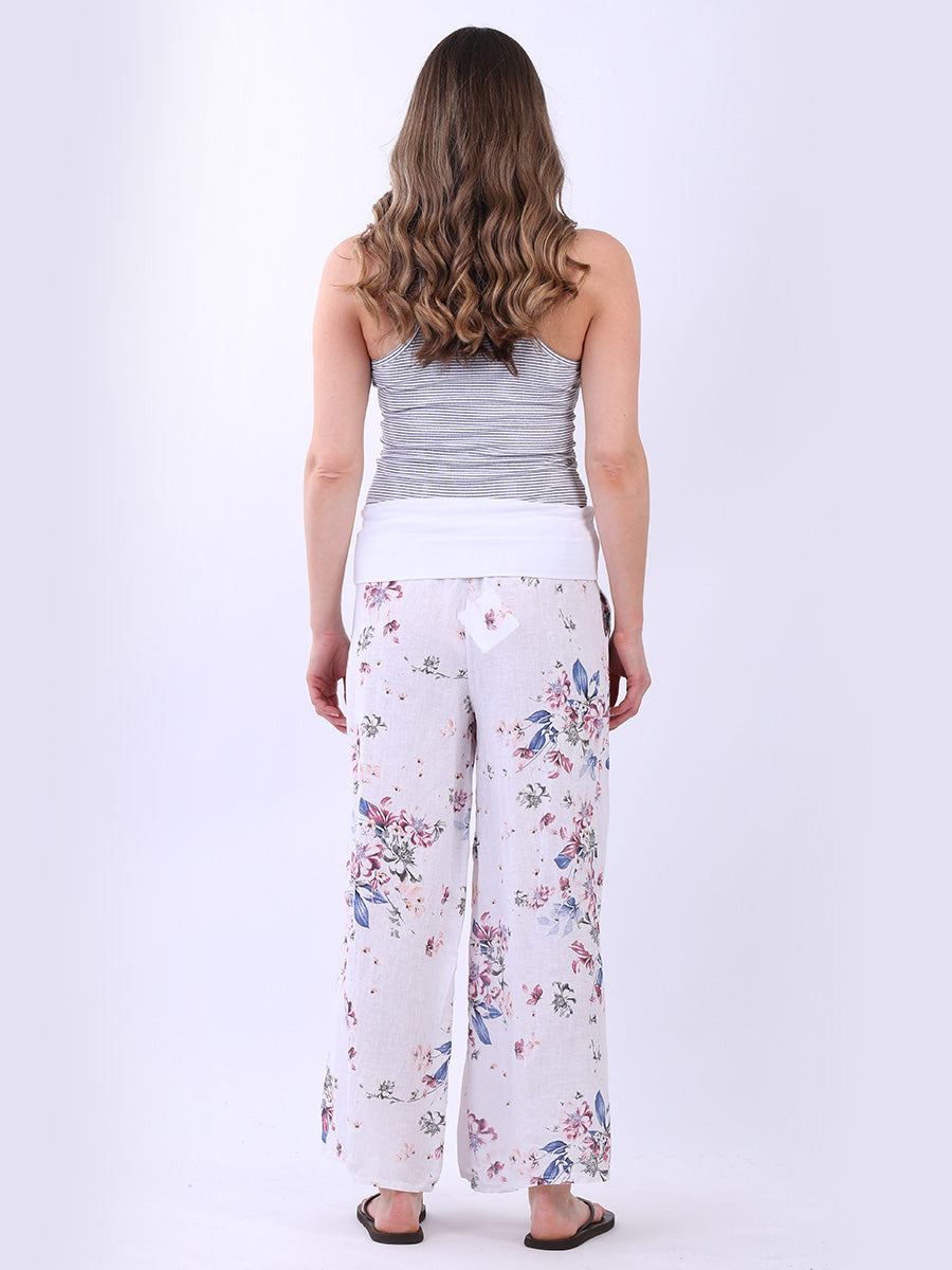 Floral Print Linen Palazzo Pant