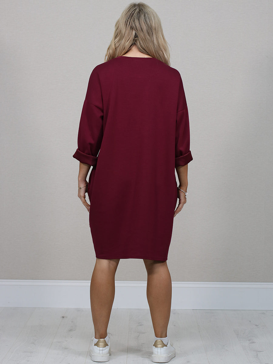 Plus Size Women Sequin Lagenlook Winter Dress