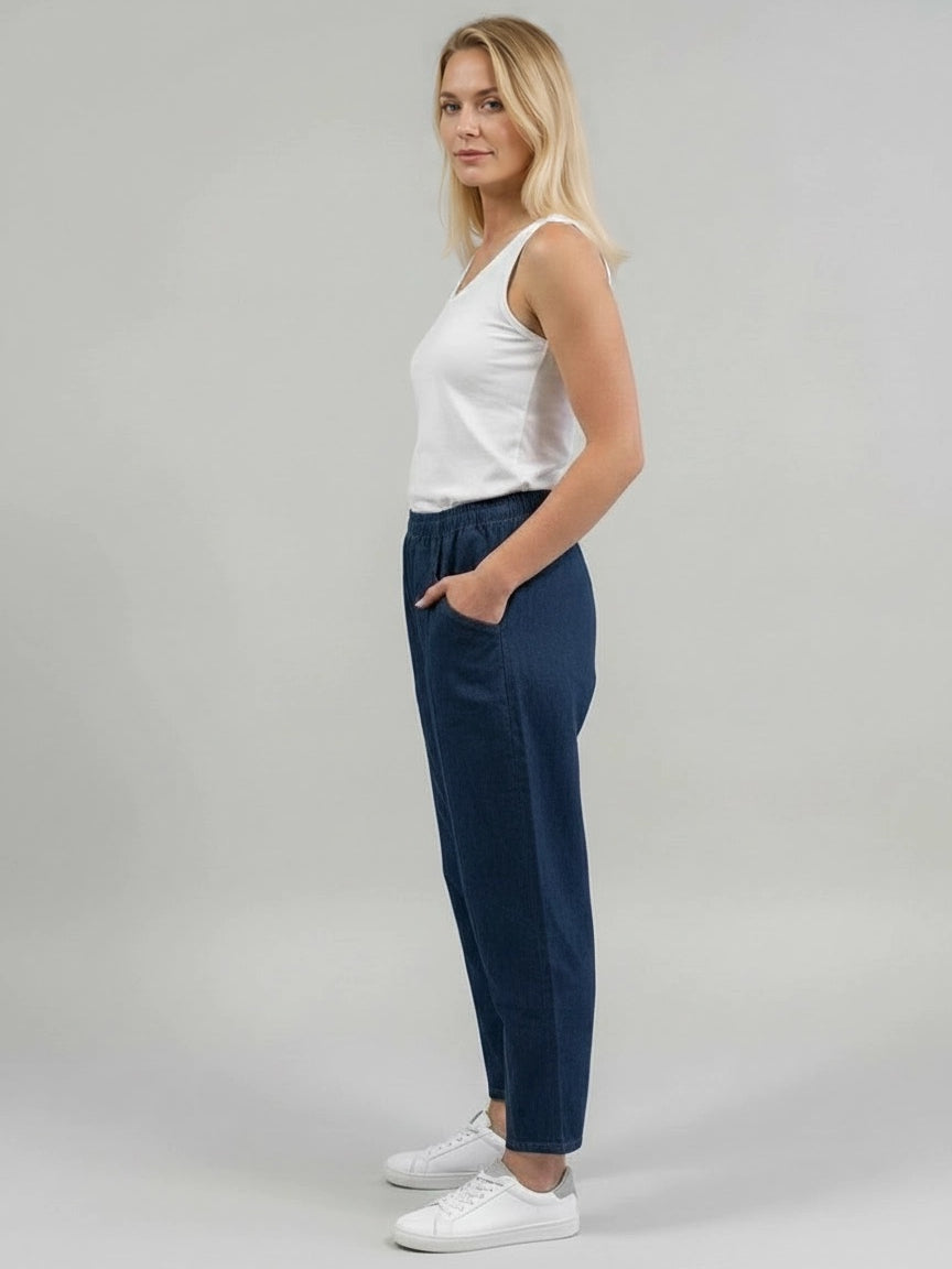 Italian Plain Cotton Denim Trouser