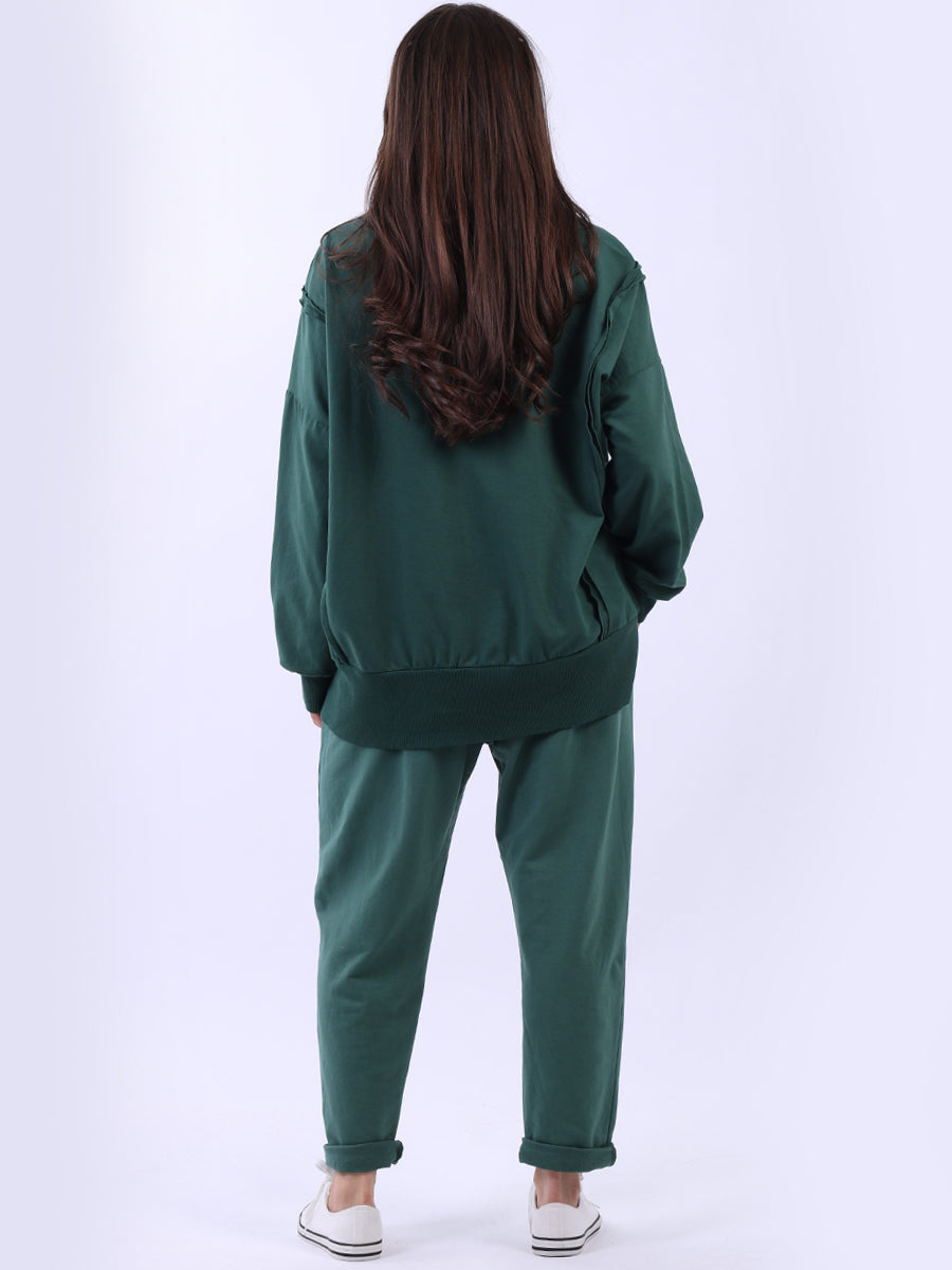 Drop Shoulders Plain Cotton Sweat Top