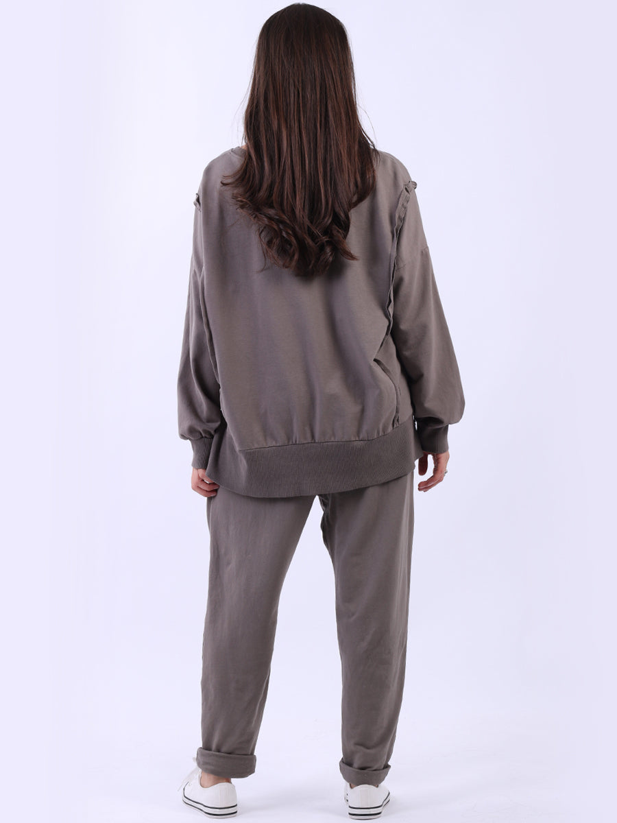 Drop Shoulders Plain Cotton Sweat Top