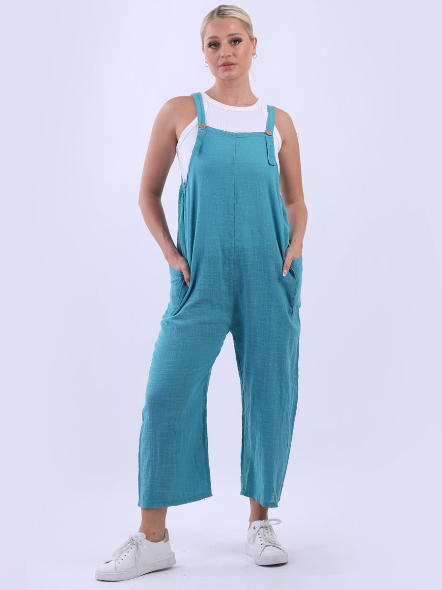 Solid Cotton Dungaree Aqua