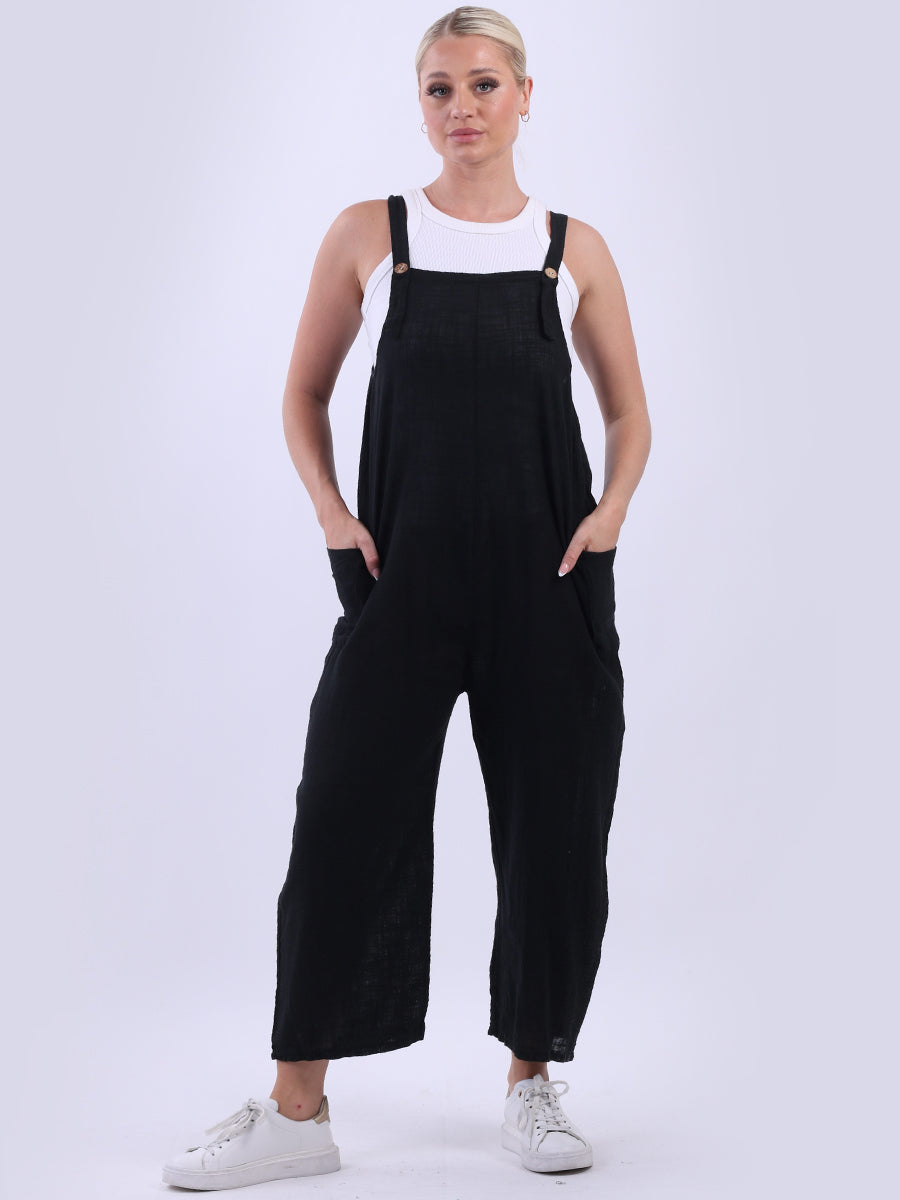 Solid Cotton Dungaree Black