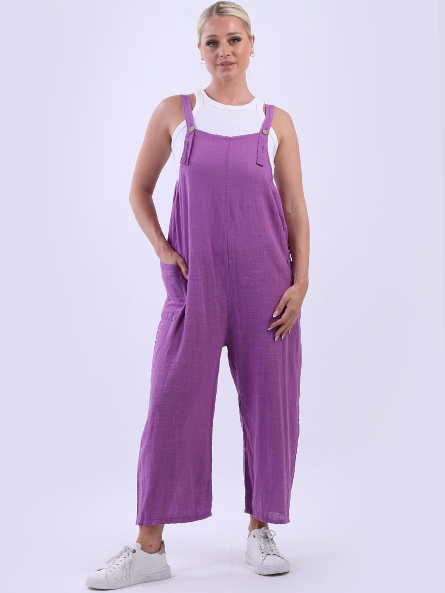 Solid Cotton Dungaree Magenta