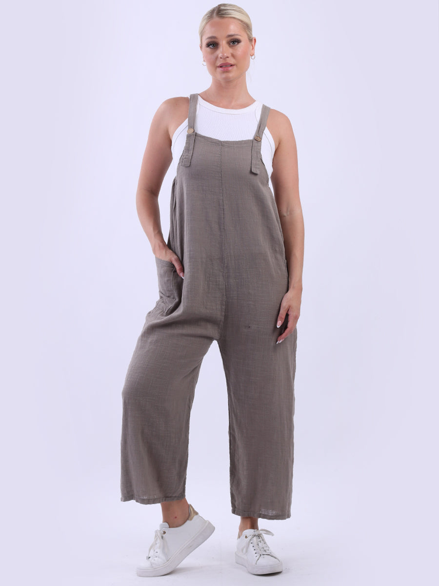 Solid Cotton Dungaree Mocha