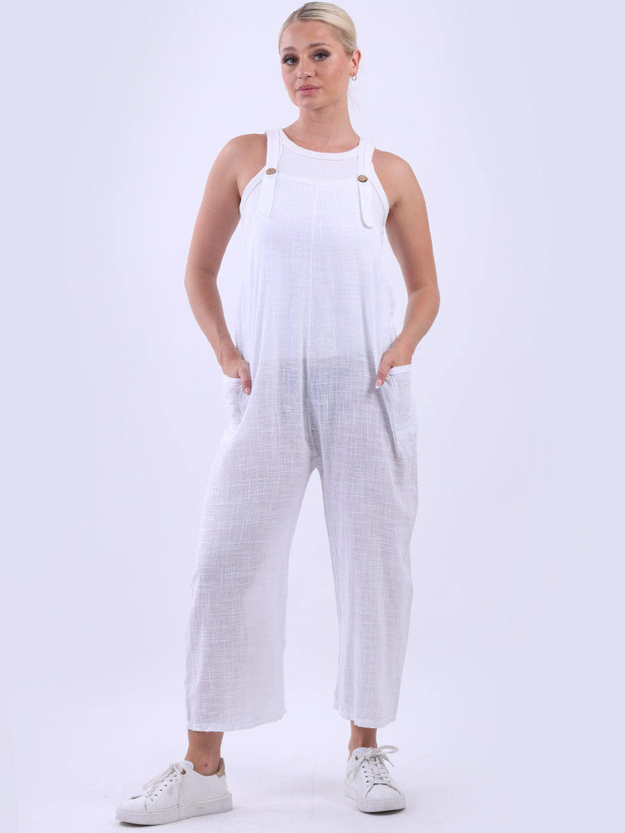 Solid Cotton Dungaree White